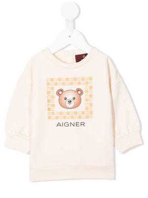 Aigner Kids pull à logo imprimé - Tons neutres