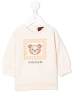 Aigner Kids pull à logo imprimé - Tons neutres