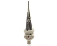 Piek glas figuur 2ass diameter 7.5x17 cm wit/zilver - Ksd