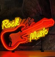 Rock Music Gitaar Neon Verlichting 70 x 50 cm - Geel, Rood