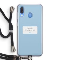 Reminder: Samsung Galaxy A40 Transparant Hoesje met koord Reminder: Samsung Galaxy A40 Transparant Hoesje met koord