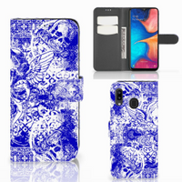 Telefoonhoesje met Naam Samsung Galaxy A30 Angel Skull Blauw