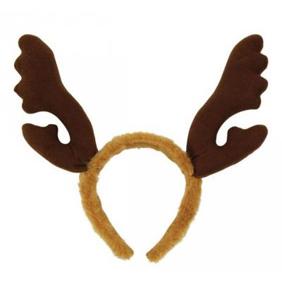 Rendier diadeem - bruin - pluche gewei - kerstaccessoires - kerst haarband