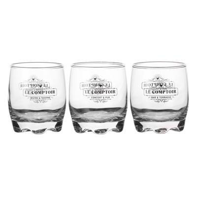 Urban Living whisky glazen Comptoir - gedecoreerd glas - 3x stuks - 290 ml