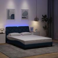 Bedframe met LED zonder matras 140x200 cm stof blauw