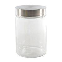 Keuken voorraadpot/bewaarpot - 1200 ml - glas - met RVS deksel - Voorraadpot - thumbnail