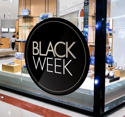 Raamstickers Black week company sticker
