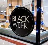Raamstickers Black week company sticker