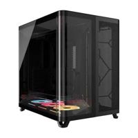 PC-behuizing - CORSAIR - AIR 5400 LX-R LINK Mid-Tower met gehard glas - RGB-ventilators met omgekeerde rotor - Zwart