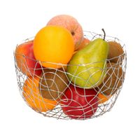 Fruitschaal/fruitmand rond zilver metaal 22 cm - thumbnail