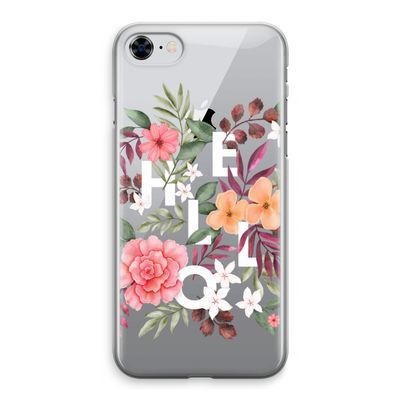 Hello in flowers: iPhone 8 Transparant Hoesje