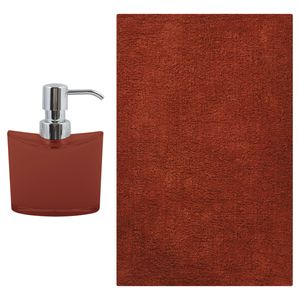 MSV badkamer droogloop mat/tapijt - Bologna - 45 x 70 cm - bijpassende kleur zeeppompje - terracotta