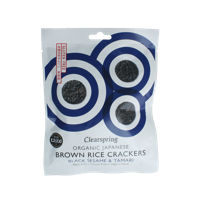 Clearspring Bruine rijst crackers zwarte sesam & tamari bio 40 Gram