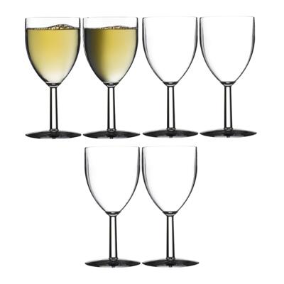 Wijnglazen - 6x - hard kunststof - 200 ml - herbruikbaar 7 x 14 cm - outdoor/camping glazen