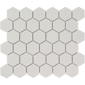 Tegelsample: The Mosaic Factory Barcelona hexagon mozaïek tegels 28x33 wit mat