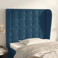 Hoofdbord met randen 83x23x118/128 cm fluweel donkerblauw