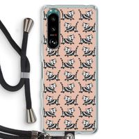 Zwarte poes: Sony Xperia 5 III Transparant Hoesje met koord