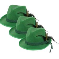 Faram Party Tiroler hoedje - 6x stuks - groen - met koord en veer - voor volwassenen - Oktoberfest