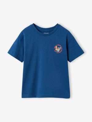 Jongensshirt met motief op de voor- en achterkant oceaanblauw