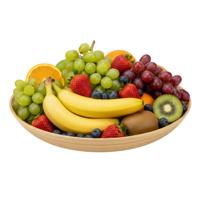 Fruitchaal/fruitmand - D25 x H5 cm - bamboe - naturel - platte schaal