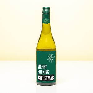 Kerst Wijnfles Merry Fucking Christmas - Wit (Sauvignon Blanc)