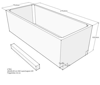 Xenz beterbad baddrager voor lagoon 180x80cm