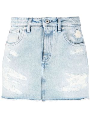 Heron Preston jupe en jean à effet usé - Bleu