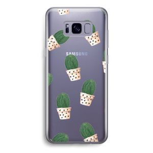 Cactusprint roze: Samsung Galaxy S8 Transparant Hoesje