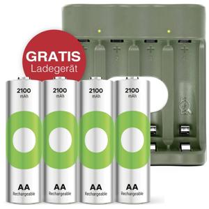 GP Aktion Gratis Ladegerät USB-Modell Ladegerät GP B441 inkl. 4x AA-Akku Oplaadbare AA batterij (penlite) NiMH 2100 mAh 1.2 V 1 set(s)