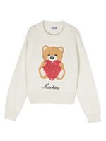 Moschino Kids pull à logo en intarsia - Blanc