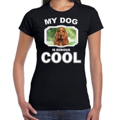 Spaniel honden t-shirt my dog is serious cool zwart voor dames Spaniel honden t-shirt my dog is serious cool zwart voor dames
