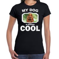 Spaniel honden t-shirt my dog is serious cool zwart voor dames - thumbnail