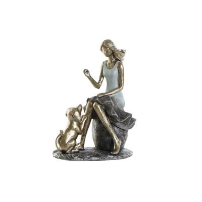 Decoratieve figuren DKD Home Decor Blauw Gouden Vrouw 13 x 8,5 x 17,5 cm