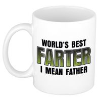 Vaderdag cadeau mok - wit - 300 ml - worlds best farter - Cadeau mokken