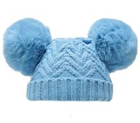 Soft Touch babymuts pompoms Chevron acryl blauw - thumbnail