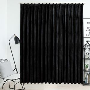 VidaXL Gordijn verduisterend met haken 290x245 cm fluweel zwart