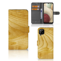 Samsung Galaxy A12 Book Style Case Licht Hout - thumbnail