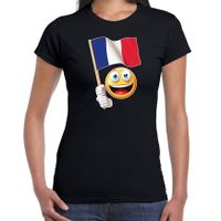 Frankrijk supporter / fan emoticon t-shirt zwart voor dames