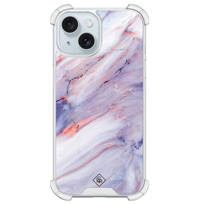 iPhone 15 shockproof hoesje - Marmer paars