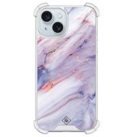 iPhone 15 shockproof hoesje - Marmer paars