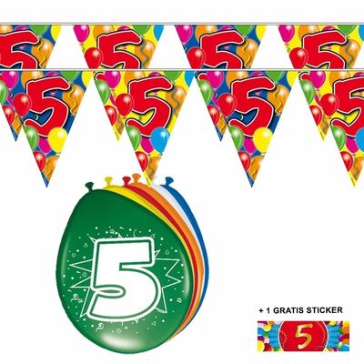 2x 5 jaar vlaggenlijn + ballonnen