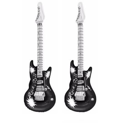 Henbrandt Opblaasbare Gitaar - Set van 2x stuks - 106 cm - zwart - Speelgoed - Feestartikel - Luchtg