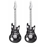Henbrandt Opblaasbare Gitaar - Set van 2x stuks - 106 cm - zwart - Speelgoed - Feestartikel - Luchtg