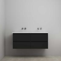 On-Line Onderkast - 120 cm - Voorgemonteerd - Acryl Wastafel - Kraangat naar Keuze - Mat Zwart