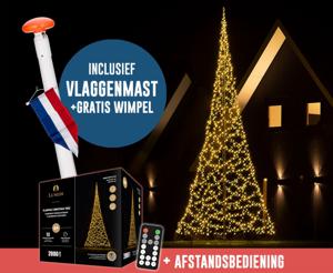 Polyester vlaggenmast 7 meter + kerstverlichting