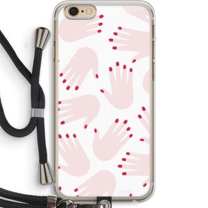 Hands pink: iPhone 6 PLUS / 6S PLUS Transparant Hoesje met koord