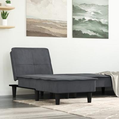 Chaise longue fluweel donkergrijs