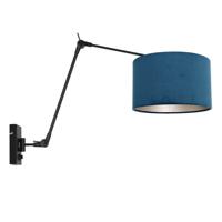 Steinhauer Zwarte wand leeslamp Prestige Chic met blauw velvet 8240ZW