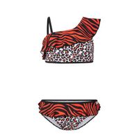 Retour Denim bandeau bikini Jutta met panterprint rood/wit/zwart - thumbnail