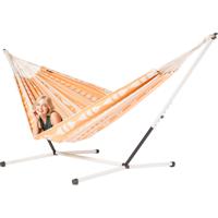 Familie hangmat met metalen standaard - 400x180cm - OranjeRoze - 200kg draagkracht- 100% katoen - binnen & buiten Familie hangmat met metalen standaard - 400x180cm - OranjeRoze - 200kg draagkracht- 100% katoen - binnen & buiten